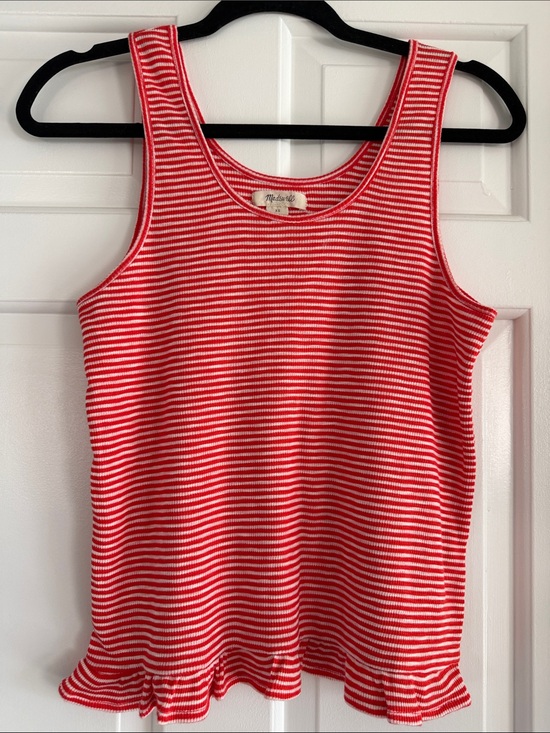 Madewell Tops - Madewell Red & White Striped Tank Top